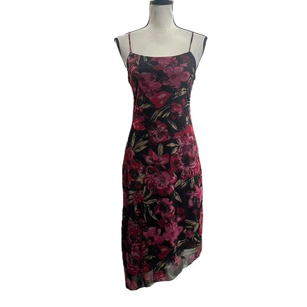 VTG Y2K My Michelle Black & Pink Glittery Floral … - image 3