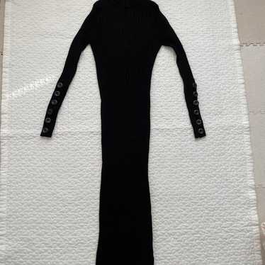 ZARA Black Knit Ribbed Long Sleeve Dress