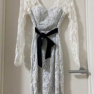 Dazzy White Lace Long Sleeve Dress M