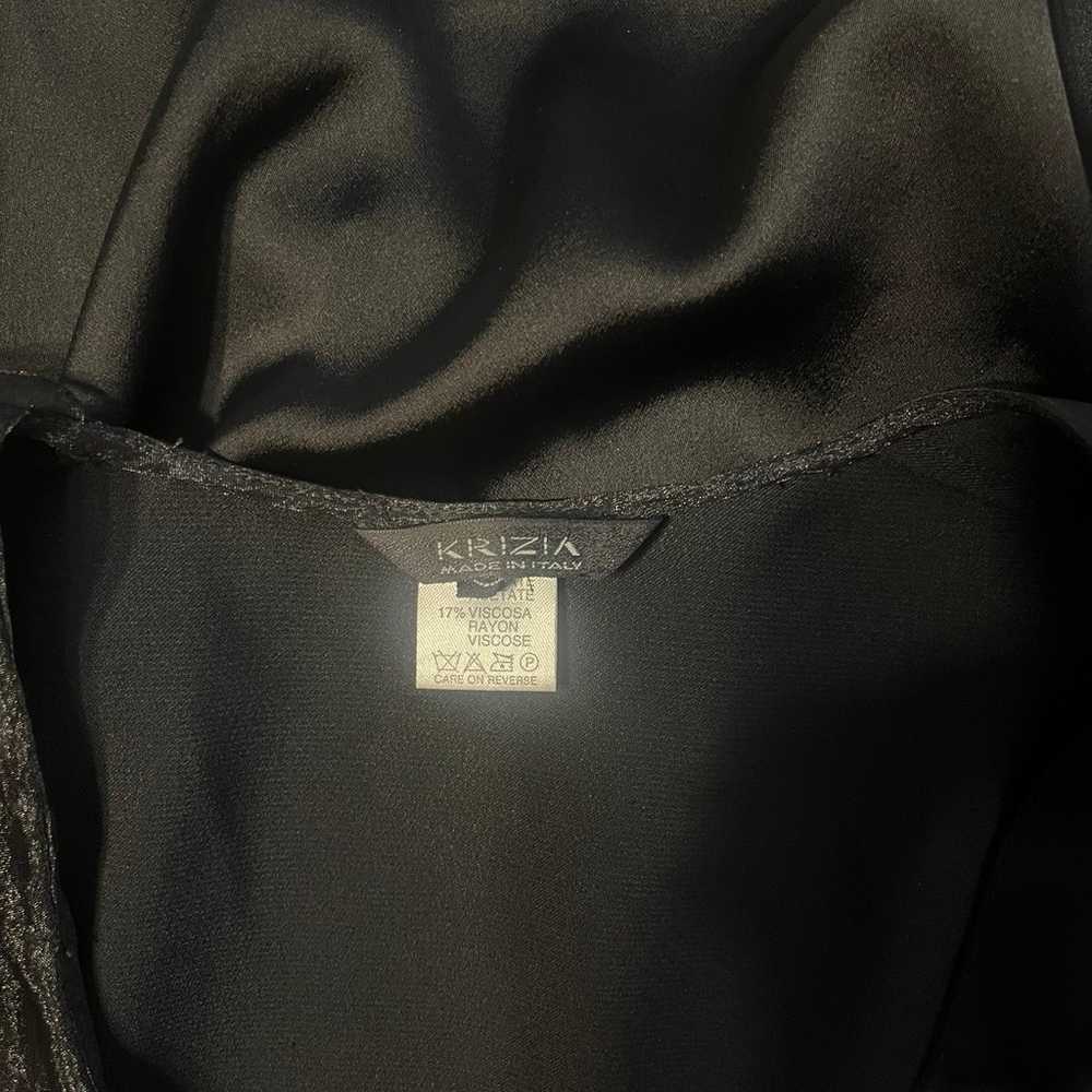 Vintage Italian Krizia Black Satin Elegant Ruffle… - image 5