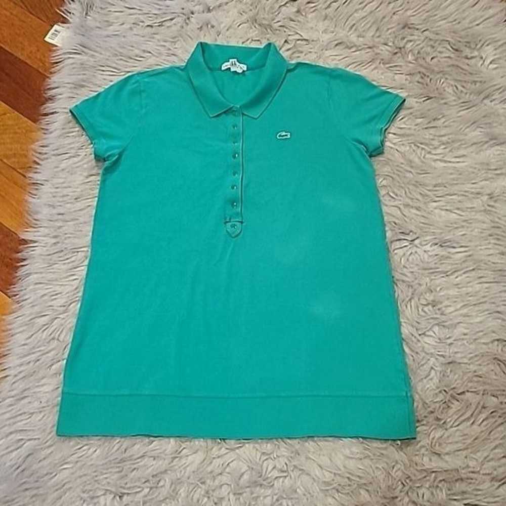 Lacoste vintage green long short sleeve womens po… - image 1