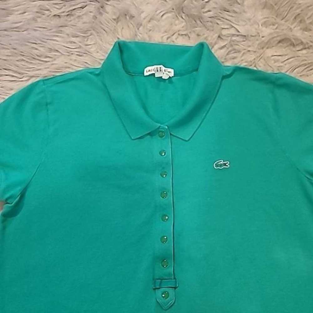 Lacoste vintage green long short sleeve womens po… - image 2