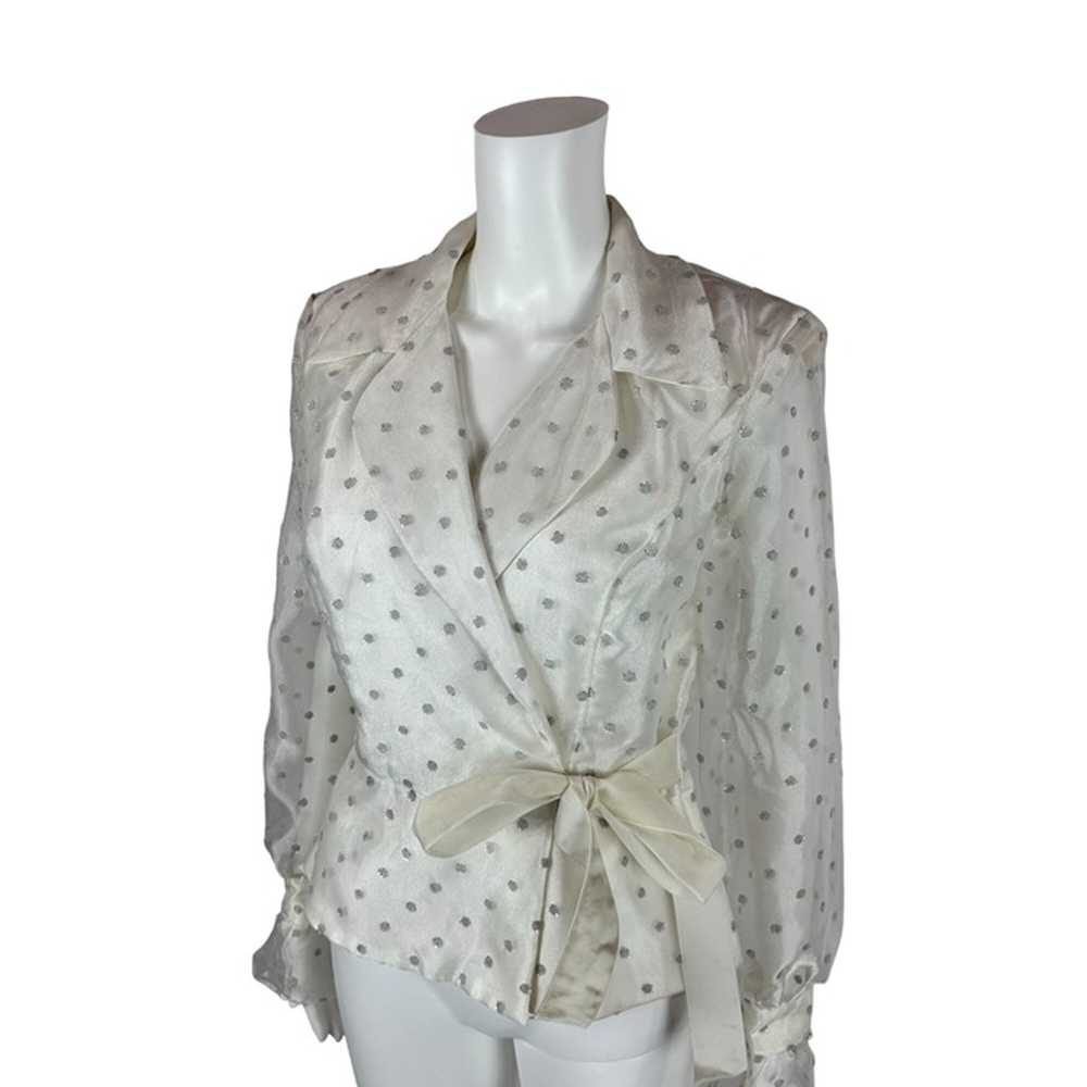 Vintage 90s Evening Top Women's Medium Dressy Whi… - image 3