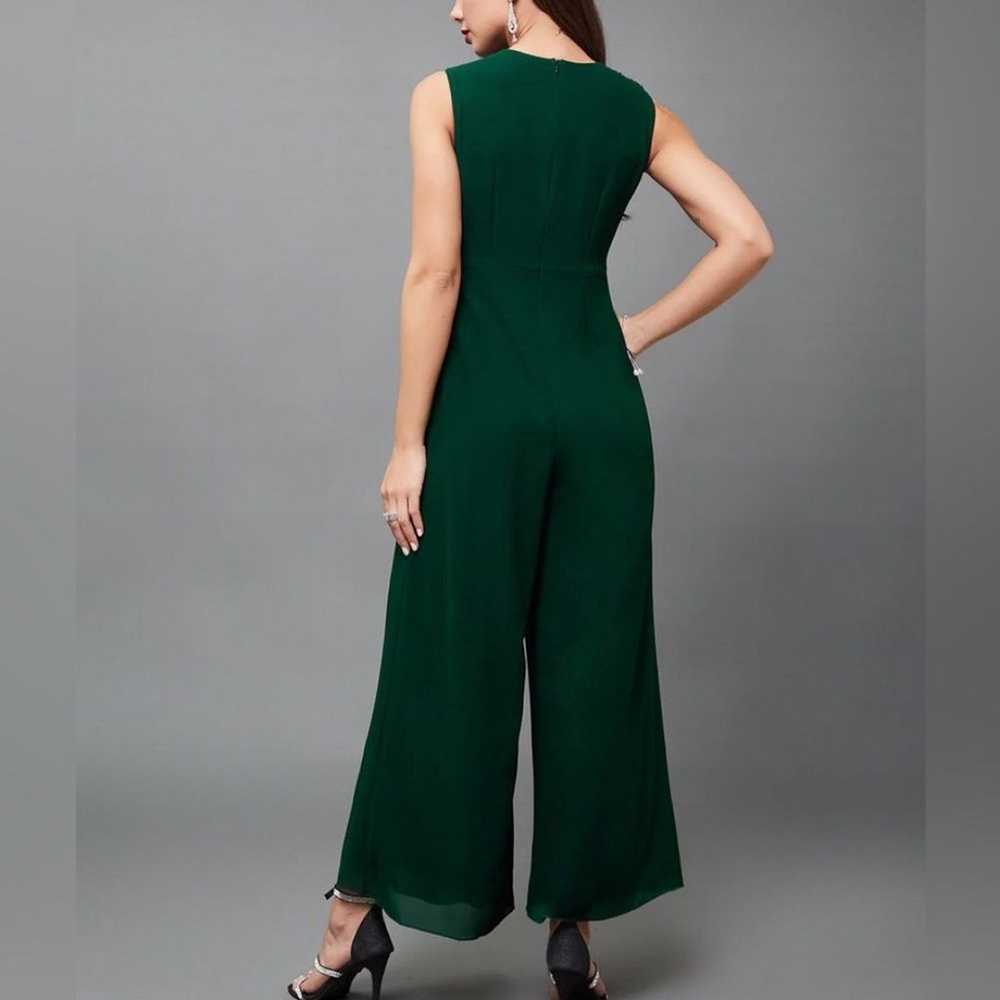 Green and black sequin detail chiffon jumpsuit wi… - image 7