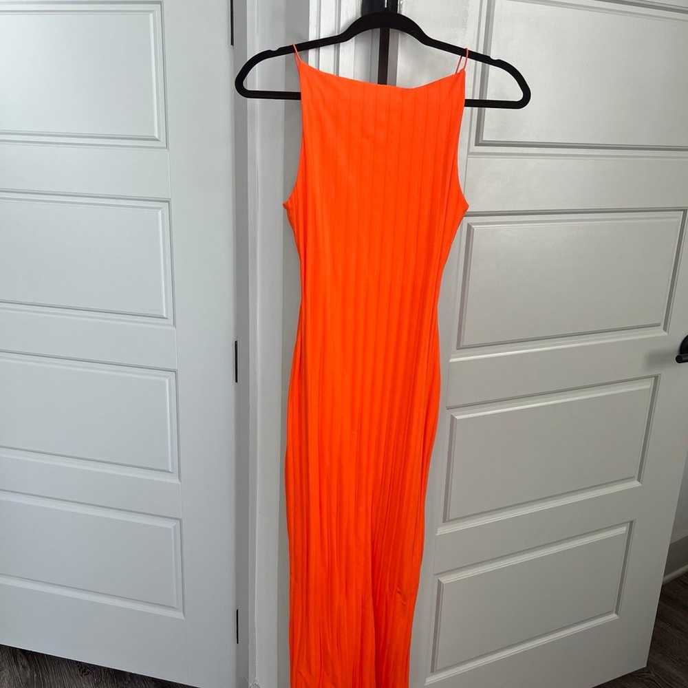 Zara Ribbed Midi Dress in Orange, Small - image 3