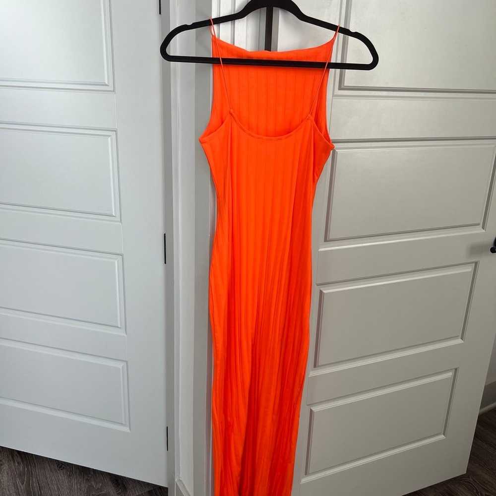 Zara Ribbed Midi Dress in Orange, Small - image 4