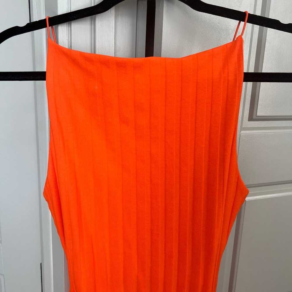 Zara Ribbed Midi Dress in Orange, Small - image 8