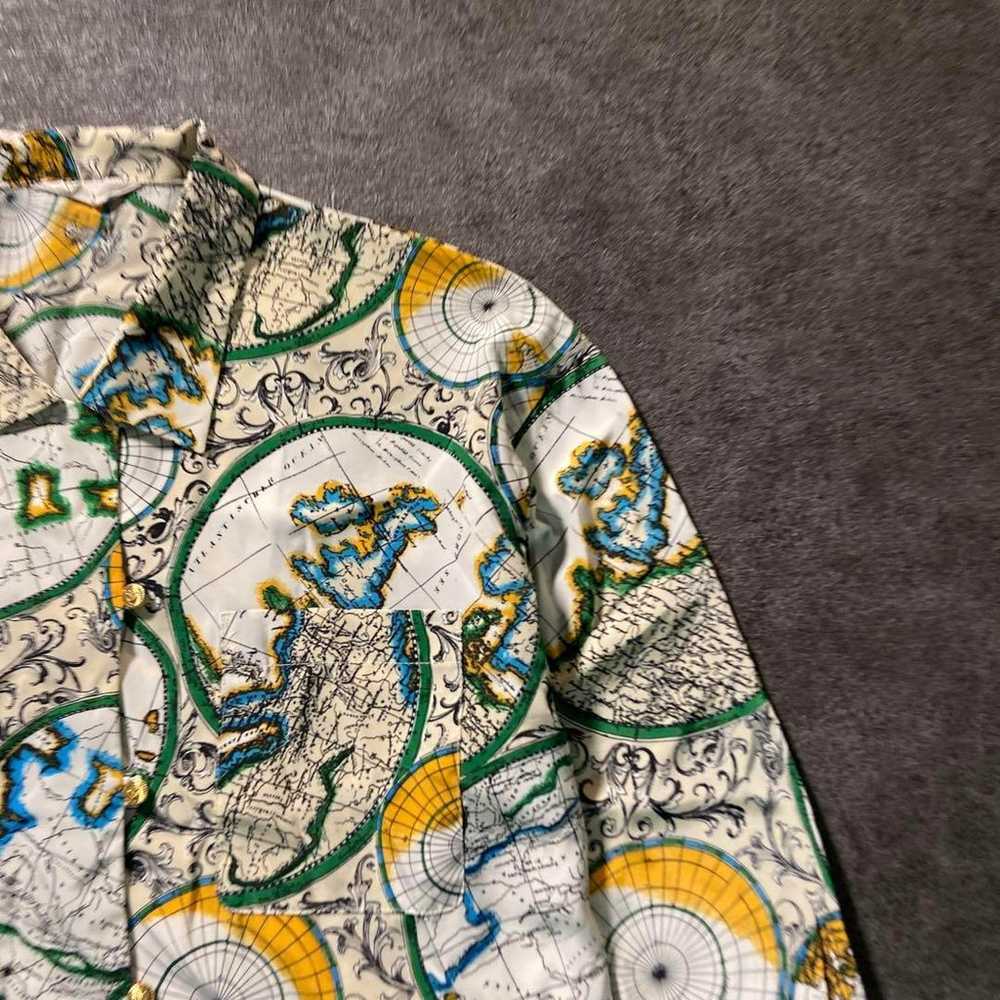 【Vintage】Map Pattern All-Over Print Shirt Long Sl… - image 2