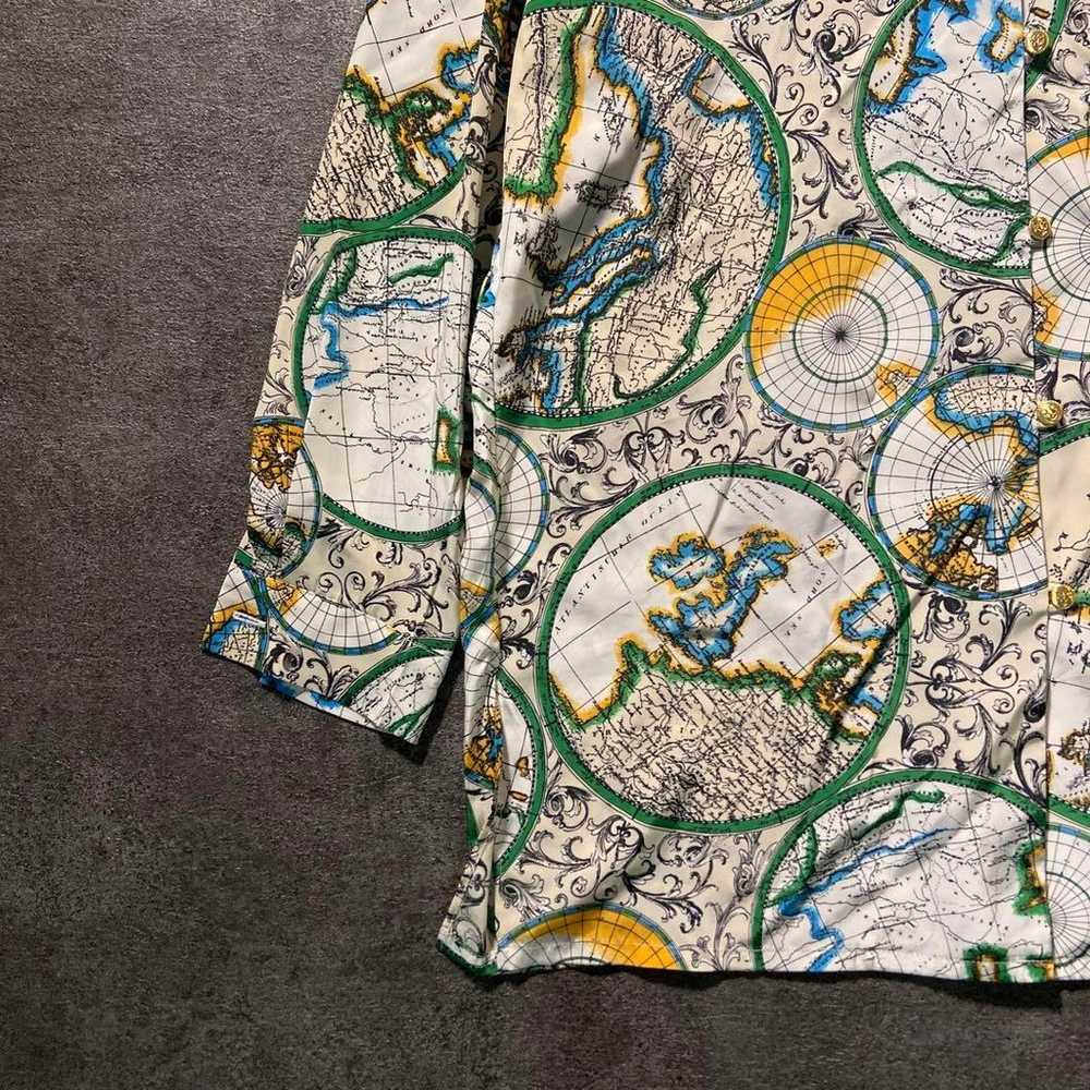 【Vintage】Map Pattern All-Over Print Shirt Long Sl… - image 3