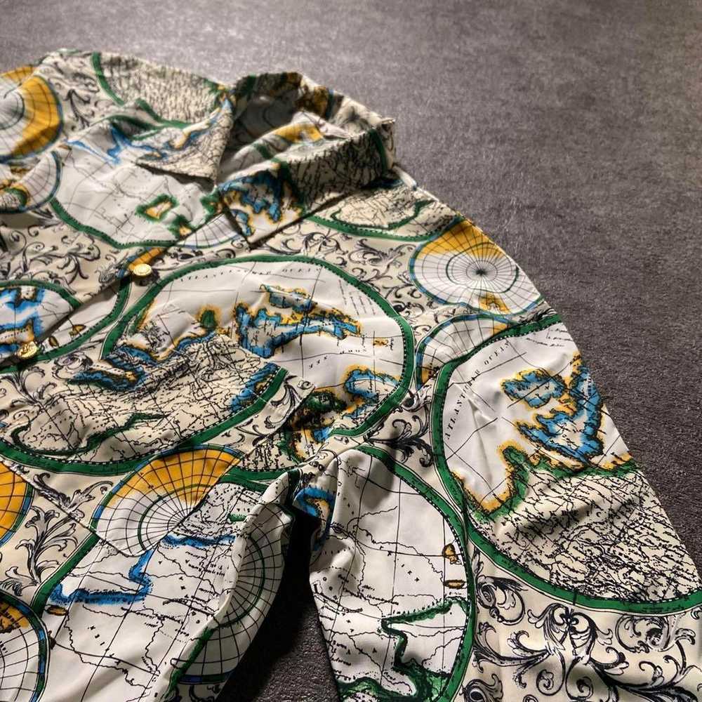 【Vintage】Map Pattern All-Over Print Shirt Long Sl… - image 5