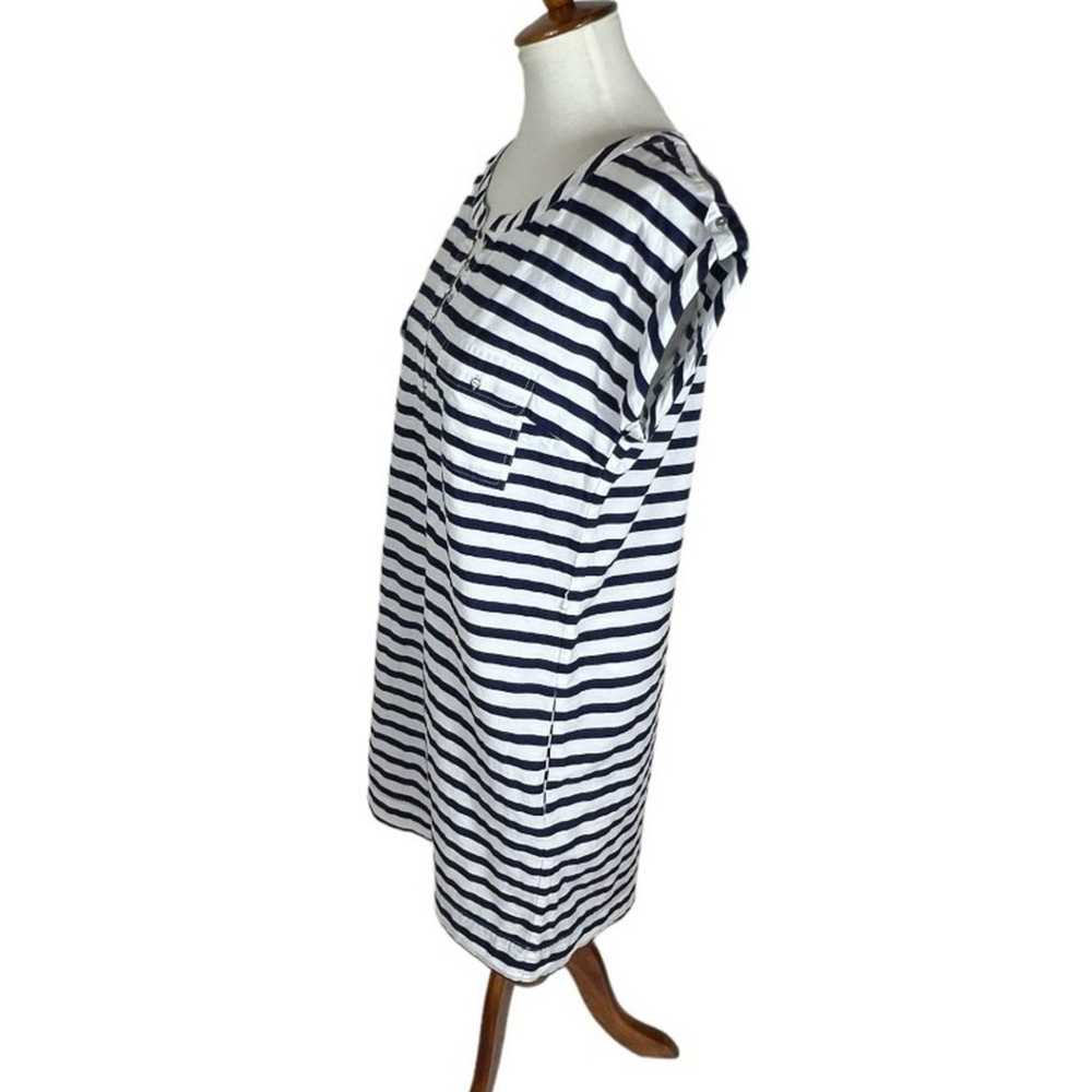 Mango Nautical Blue and White Cap Sleeve Striped … - image 2