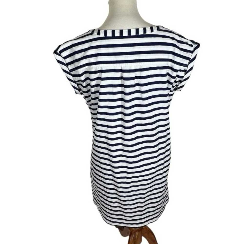 Mango Nautical Blue and White Cap Sleeve Striped … - image 4