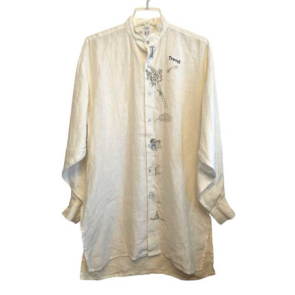 Vintage 1990s Hey Max! Linen Tunic Button Up Shir… - image 2