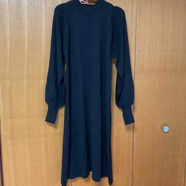 Black Knit Long Dress Long Sleeves - image 1