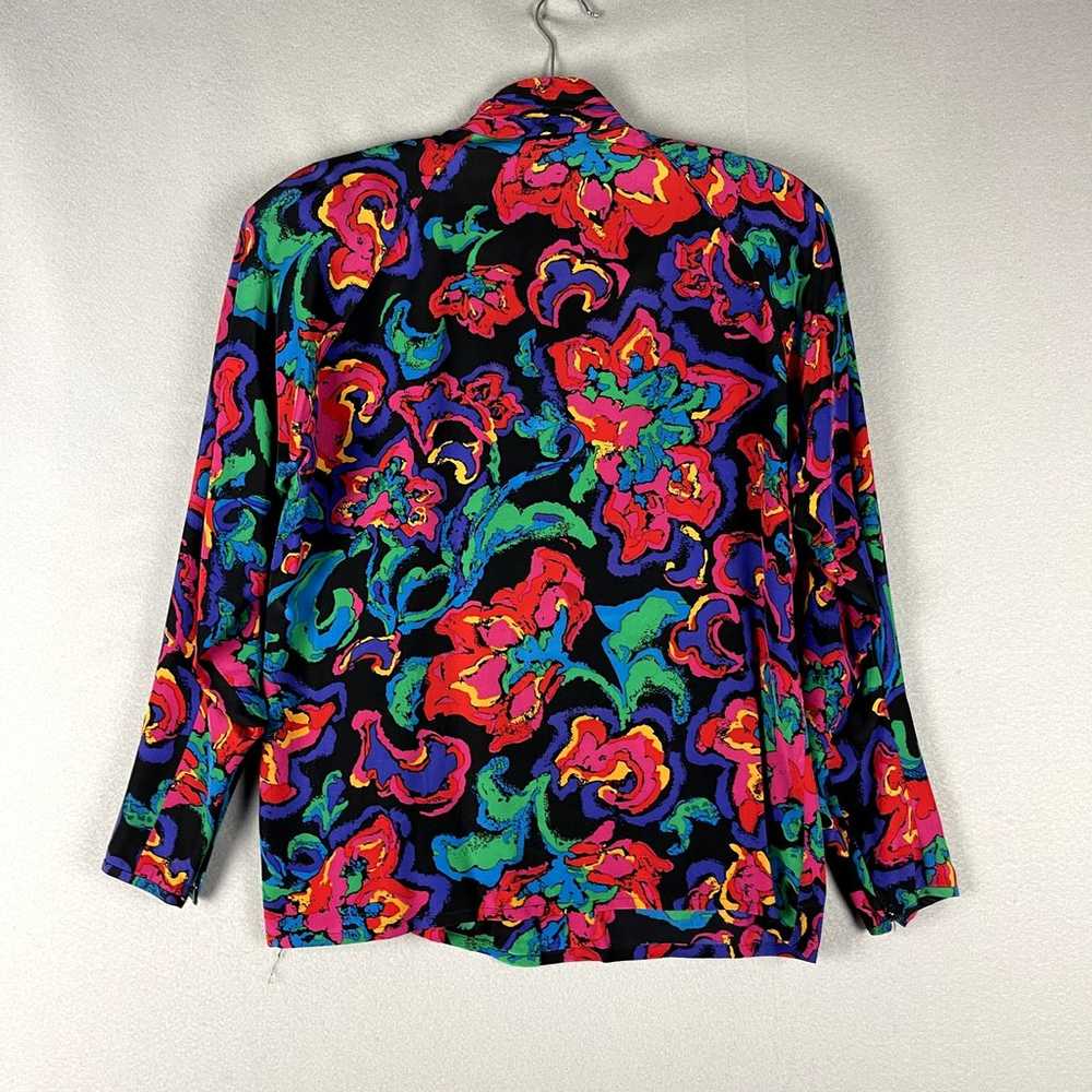 Vintage Carlisle Floral 100% Silk Top Womens 8 Bl… - image 11