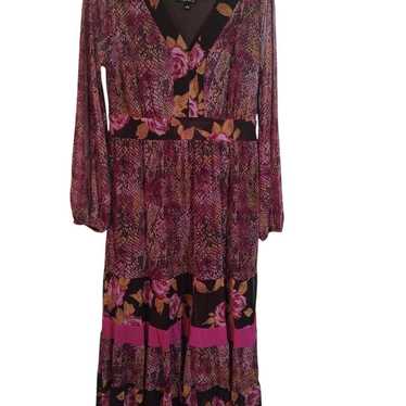 IMAN Pink Floral Safari Midi Dress - image 1