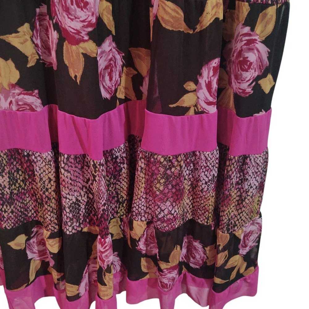 IMAN Pink Floral Safari Midi Dress - image 5