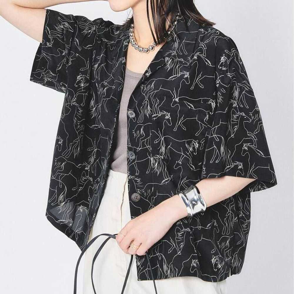 HARDY NOIR Horse Print Open Collar Shirt - image 1