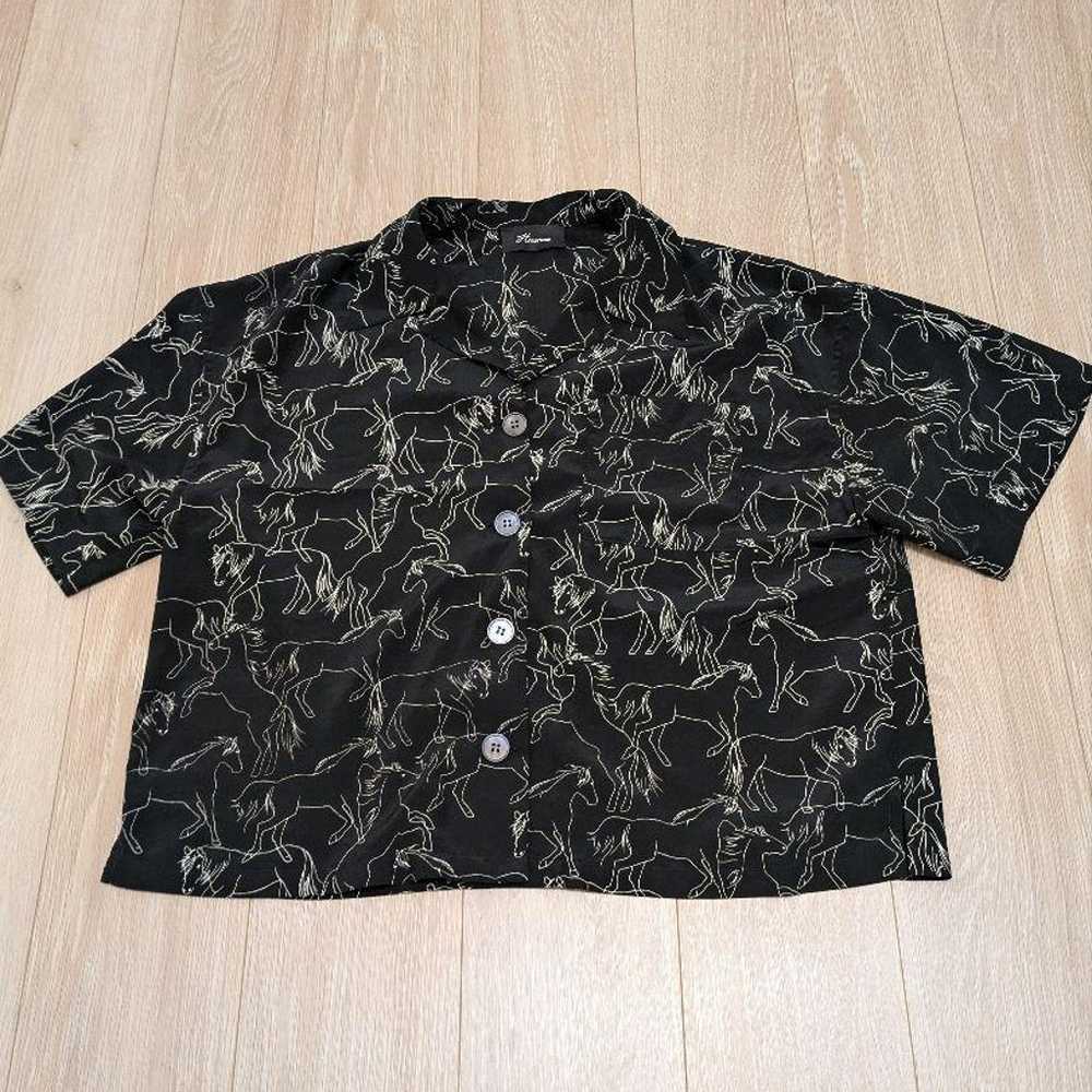 HARDY NOIR Horse Print Open Collar Shirt - image 5