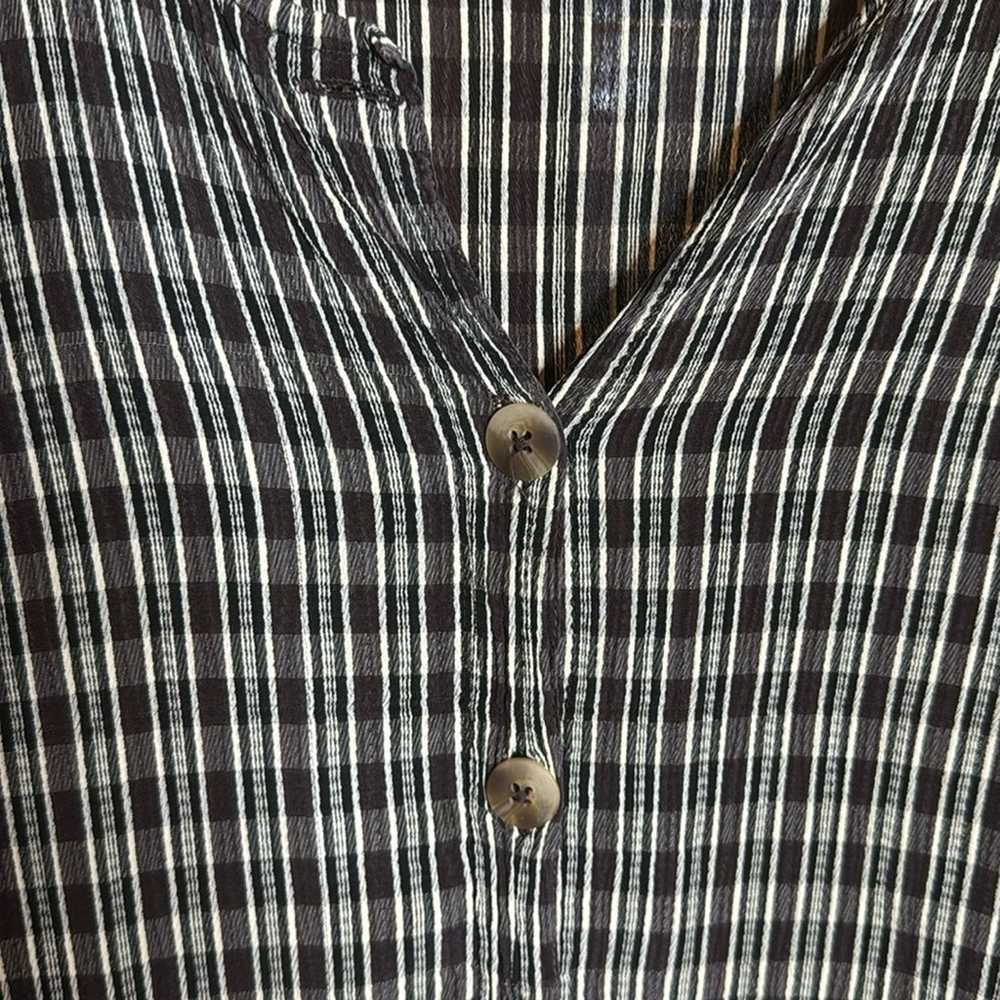 Vintage Putumayo Brown Plaid 100% Rayon Button Up… - image 2