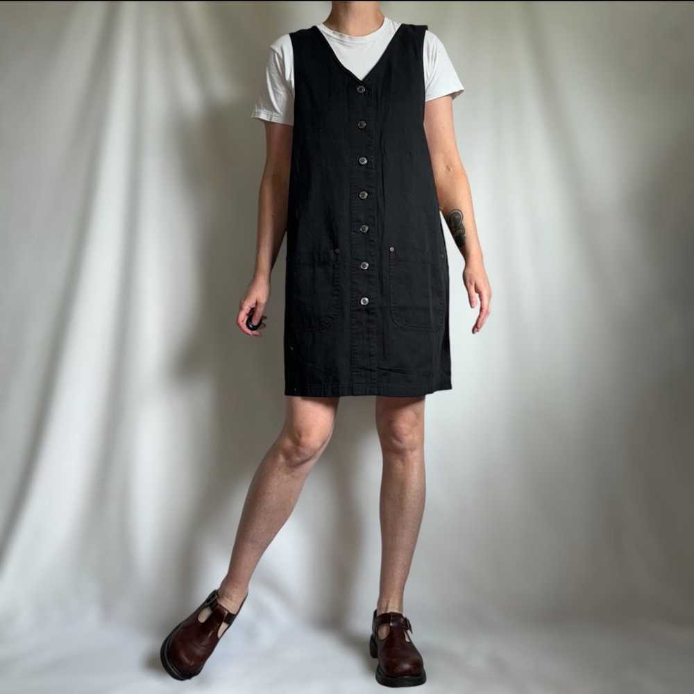 NWT vintage 90s/Y2K black jumper/dress, button up… - image 1