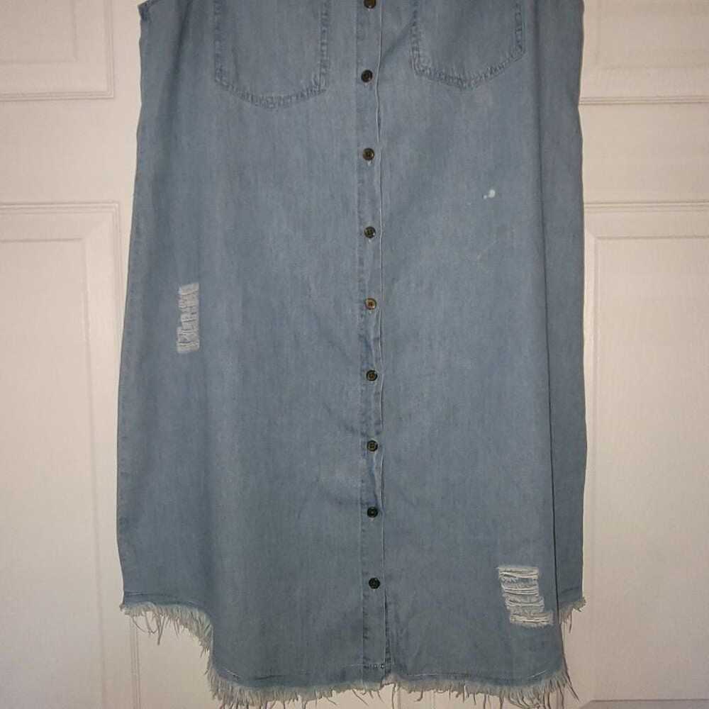 J for Justify Midi Denim Shirt  Distressed Jean D… - image 2