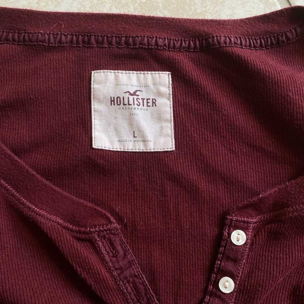 Y2k Hollister burgundy button up 3/4 sleeve Henle… - image 5