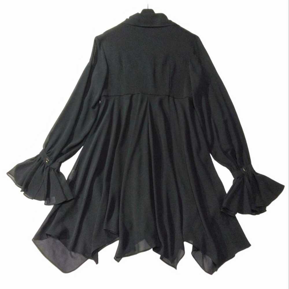 Vintage Knit Split Blouse Frill Top Black Retro S… - image 7