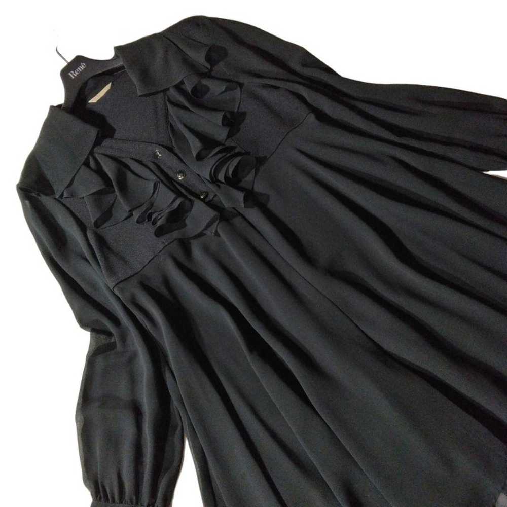 Vintage Knit Split Blouse Frill Top Black Retro S… - image 9