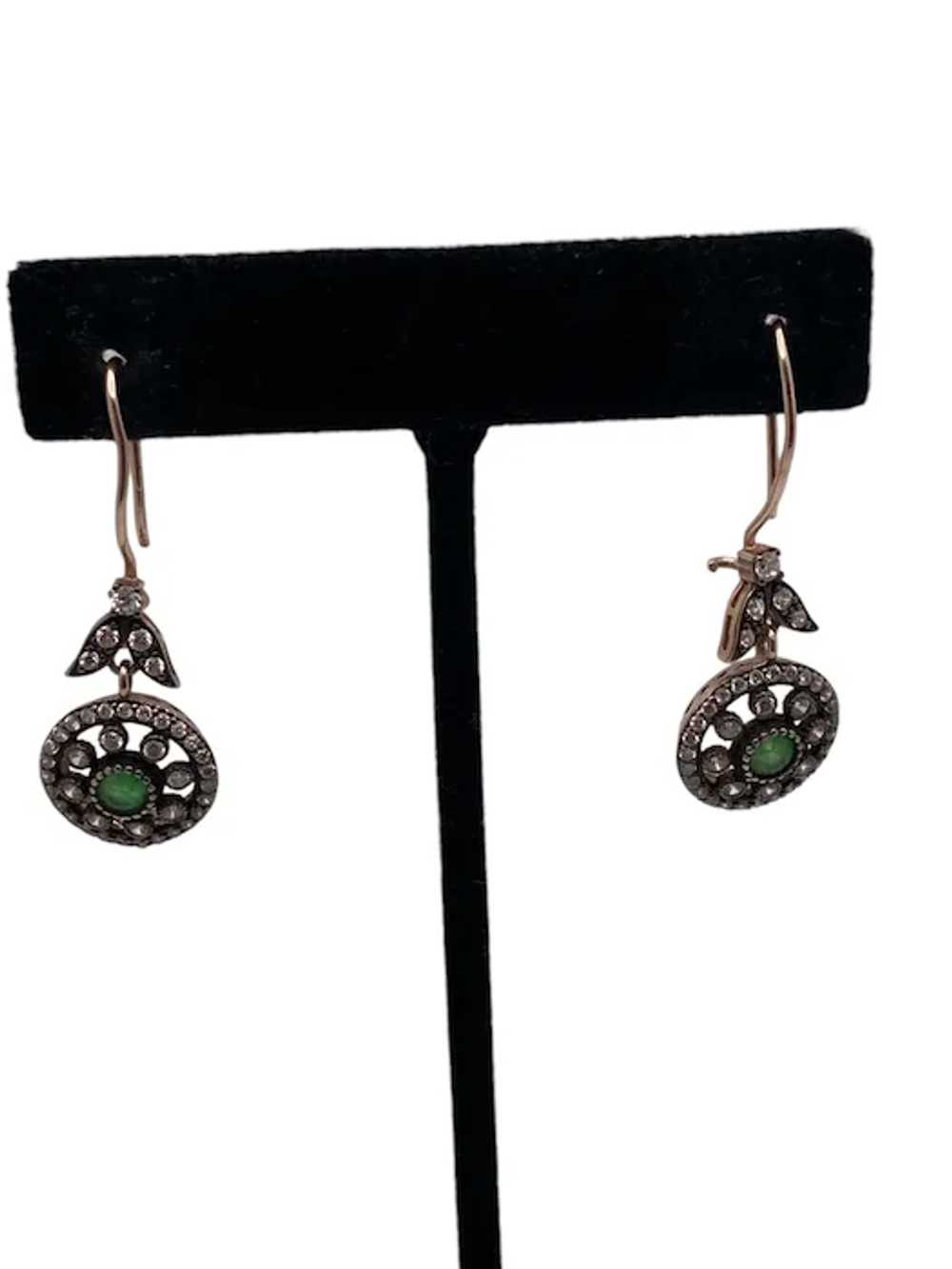 Turkish Sterling Silver and Dioptase Dangle Earri… - image 7