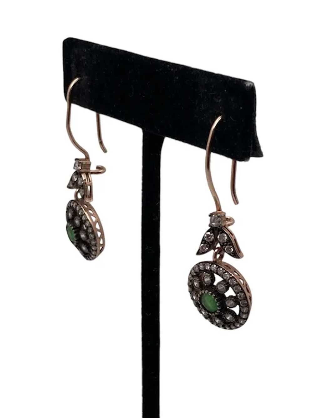 Turkish Sterling Silver and Dioptase Dangle Earri… - image 8