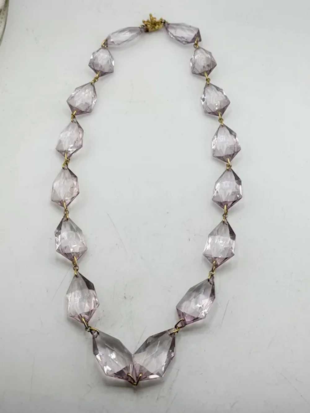 Vintage purple crystal beaded necklace - image 3