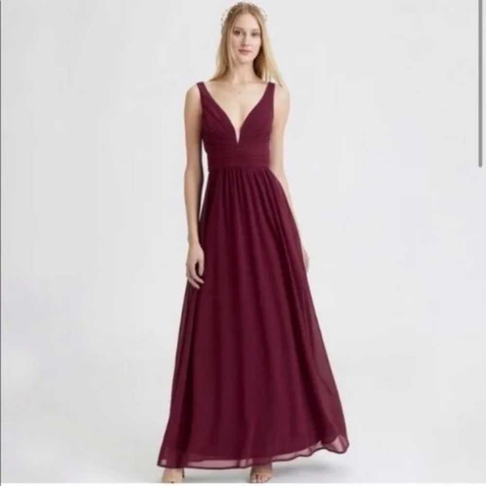 Lulus Burgundy Deep V Formal Black Tie Gown Bride… - image 2