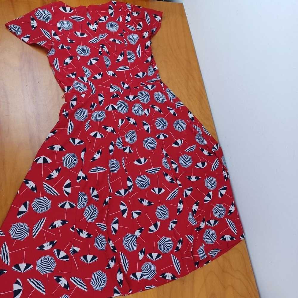 Talbots Red Beach Umbrella Print Dress Size 4 Wom… - image 12