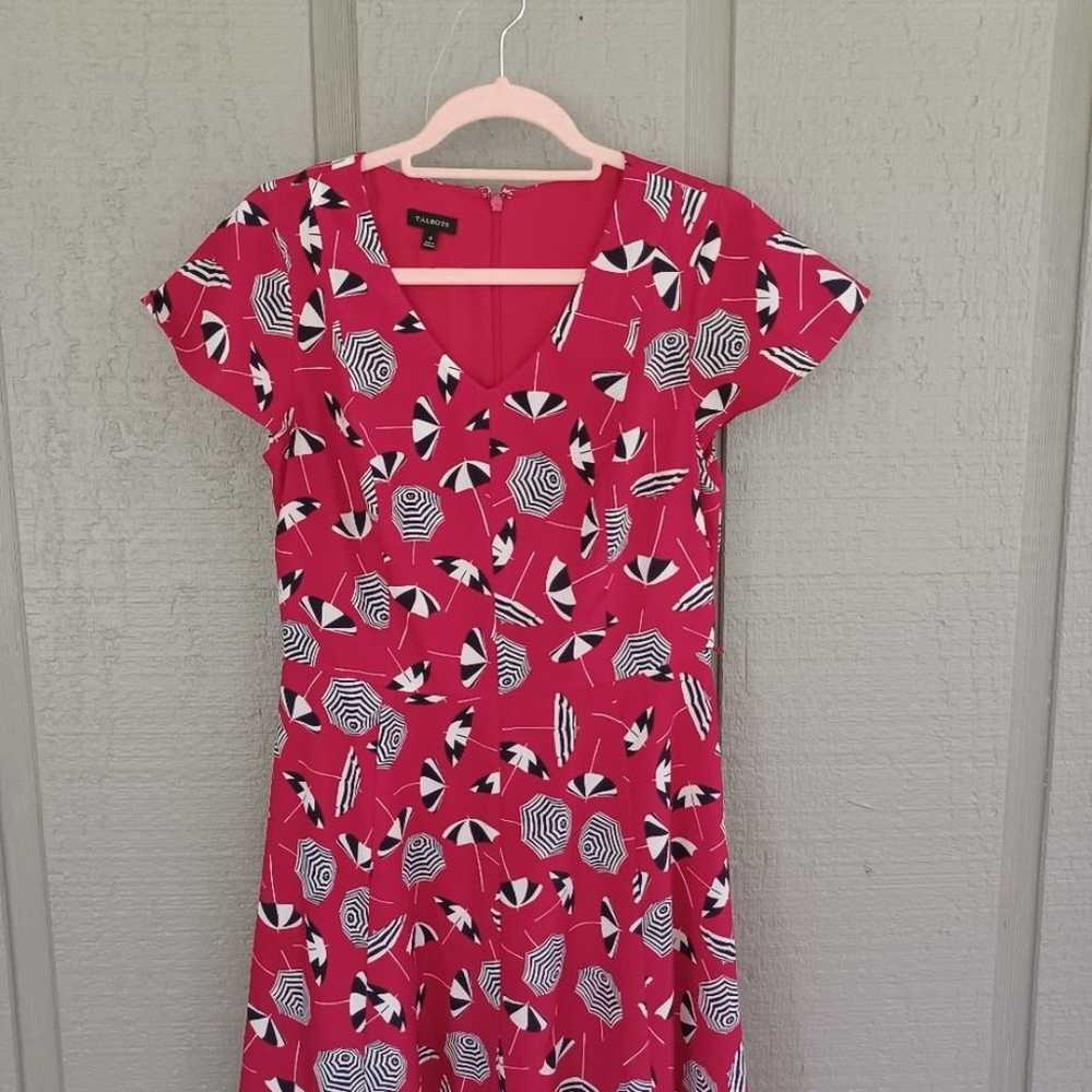 Talbots Red Beach Umbrella Print Dress Size 4 Wom… - image 3