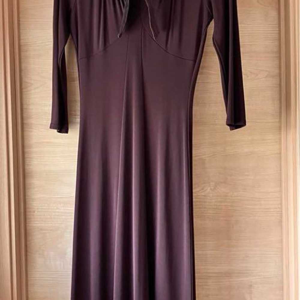 Laura Ashley 7/8 Sleeve Midi Dress Size 7 S~M Bro… - image 1