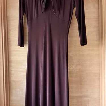 Laura Ashley 7/8 Sleeve Midi Dress Size 7 S~M Bro… - image 1