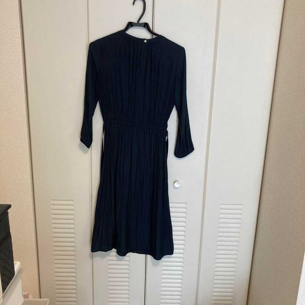 Black Pleated Long Sleeve Long Dress - image 2