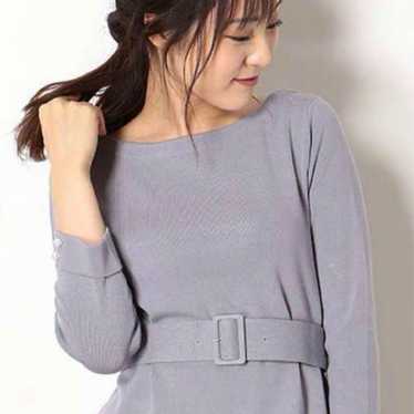 ★Apuweiser-riche★ Gray Long Sleeve Top with Belt - image 1