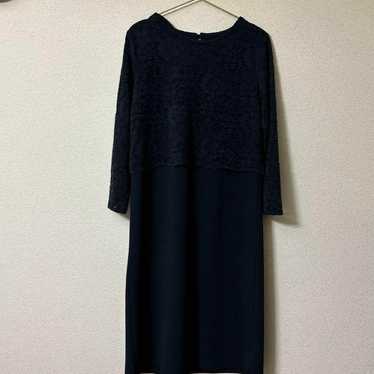 Navy floral lace long-sleeve dress