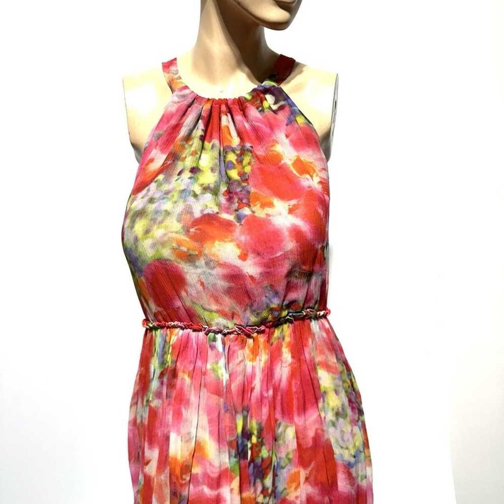 Sundance Watercolor Floral Silk Chiffon Midi Dres… - image 2