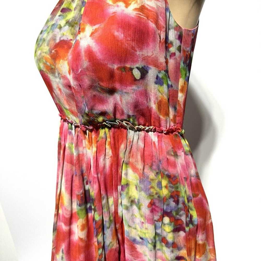 Sundance Watercolor Floral Silk Chiffon Midi Dres… - image 3