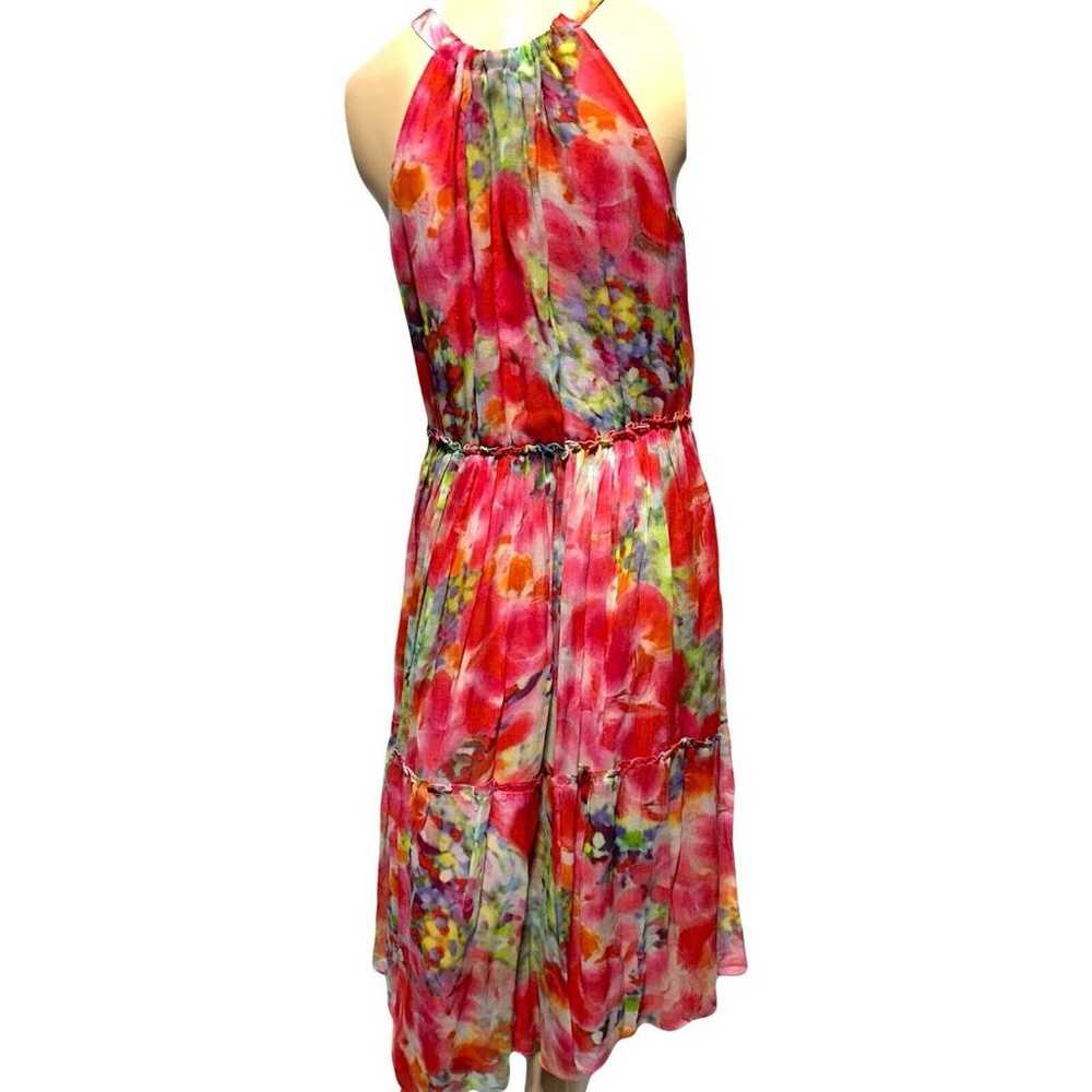 Sundance Watercolor Floral Silk Chiffon Midi Dres… - image 5