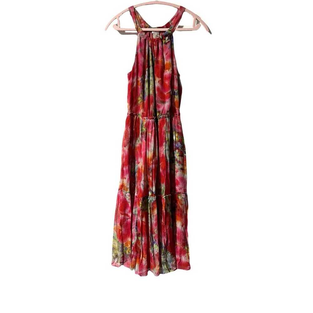 Sundance Watercolor Floral Silk Chiffon Midi Dres… - image 6