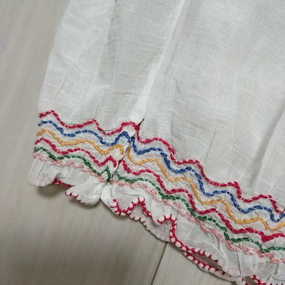 Vintage Hungarian Embroidered Blouse Short Sleeve… - image 5