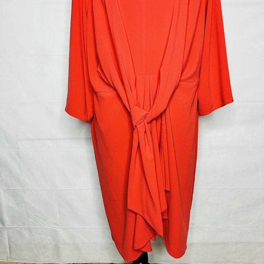 Eloquii Knot Front Red Long Bell Sleeve Midi Dres… - image 3