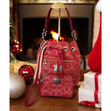 Coach Coach Poppy Signature Lurex draw string bag… - image 1