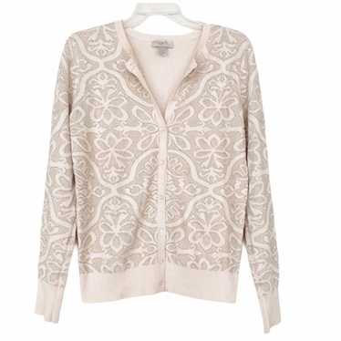 Loft Ann Taylor Loft Cream Sparkly Cardigan Sz M