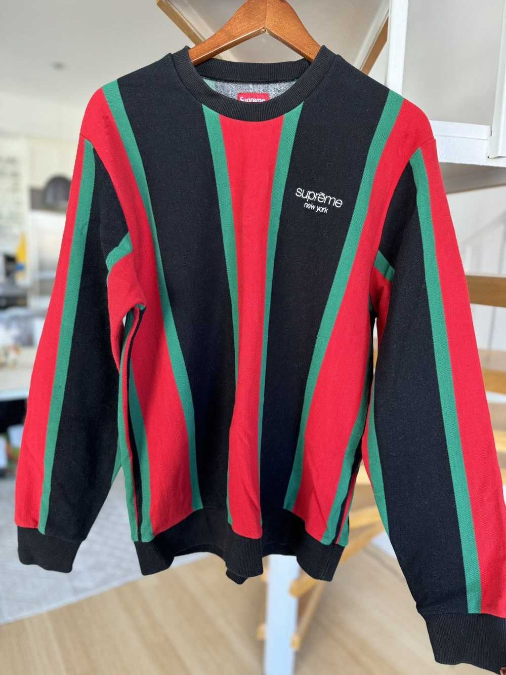 Supreme Striped Supreme Hoodie - image 1