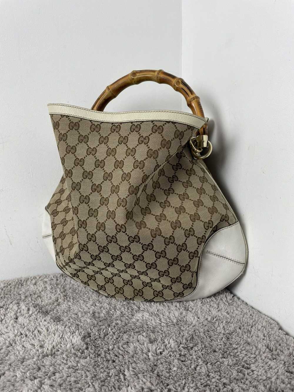 Gucci Gucci Monogram Peggy Bamboo Top Handle Medi… - image 2